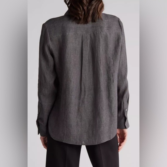 Theory Hekanina Tie Front Drape Hemp Shirt-Pewter Sz S NWT & extra buttons - Picture 15 of 15